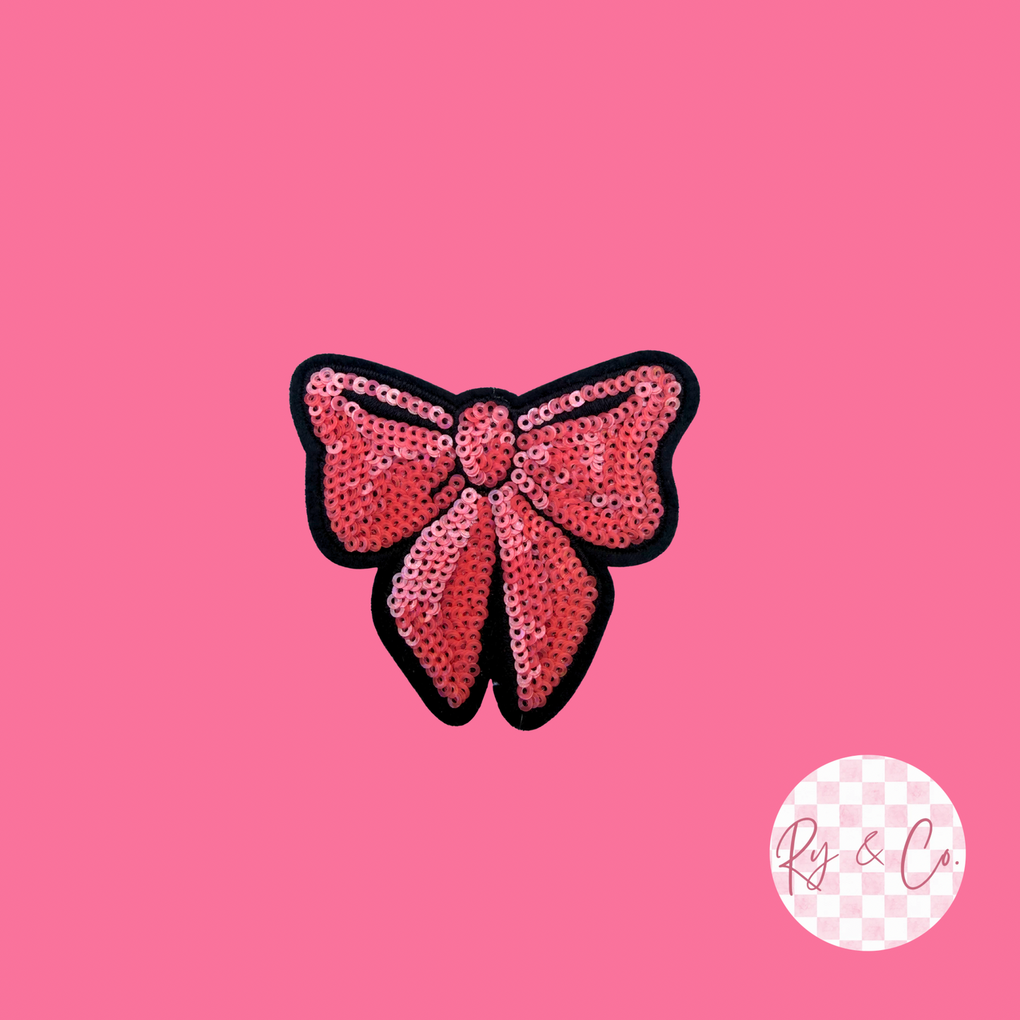 Sequin Bow -Embroidered Hat Patch