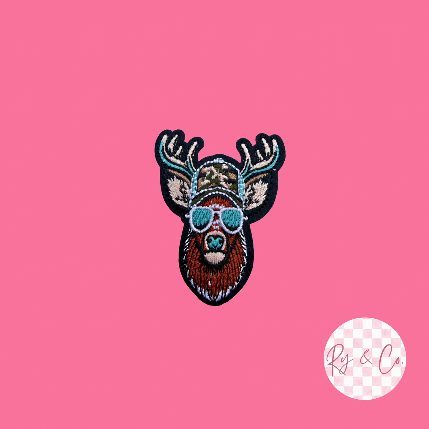 Buck with glasses -Embroidered Hat Patch