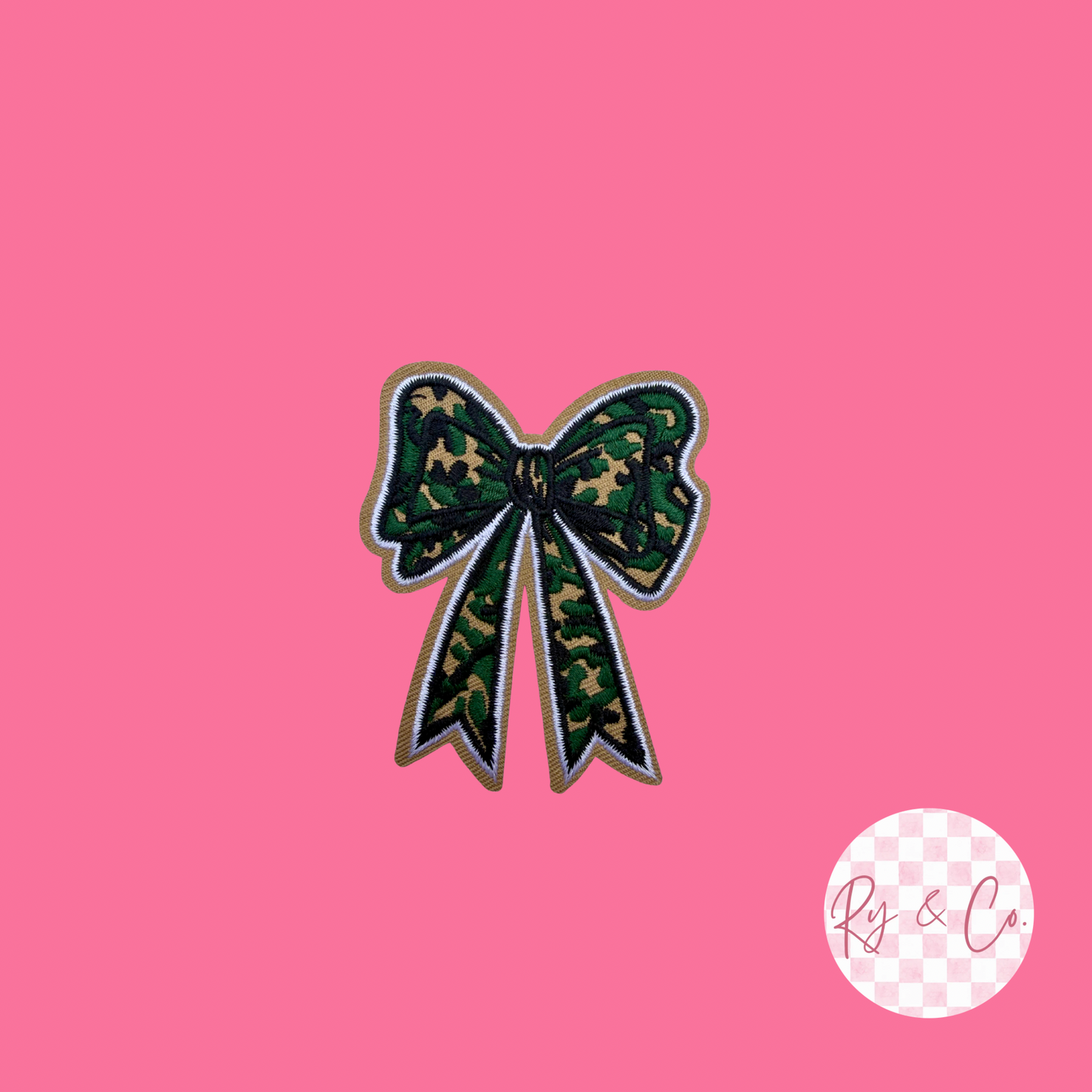 Camo Bow -Embroidered Hat Patch