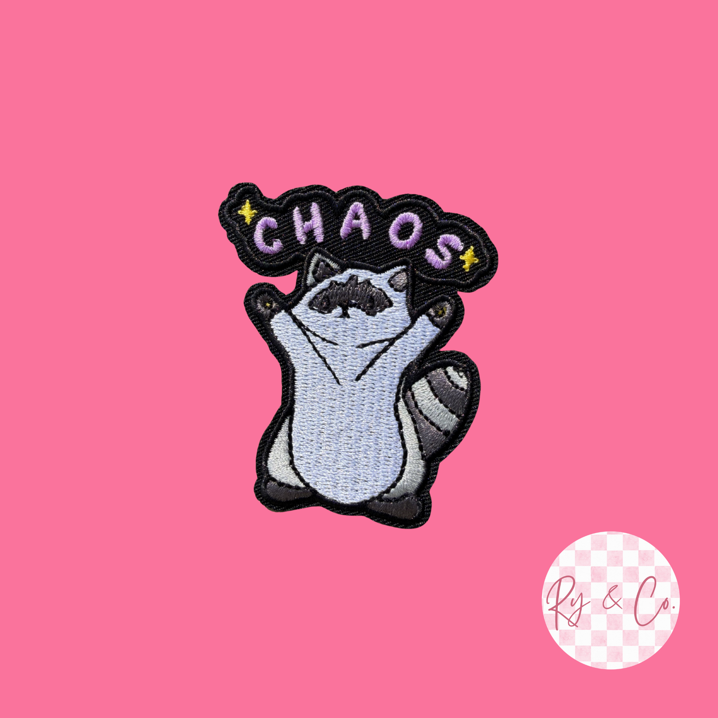 Raccoon Chaos -Embroidered Hat Patch