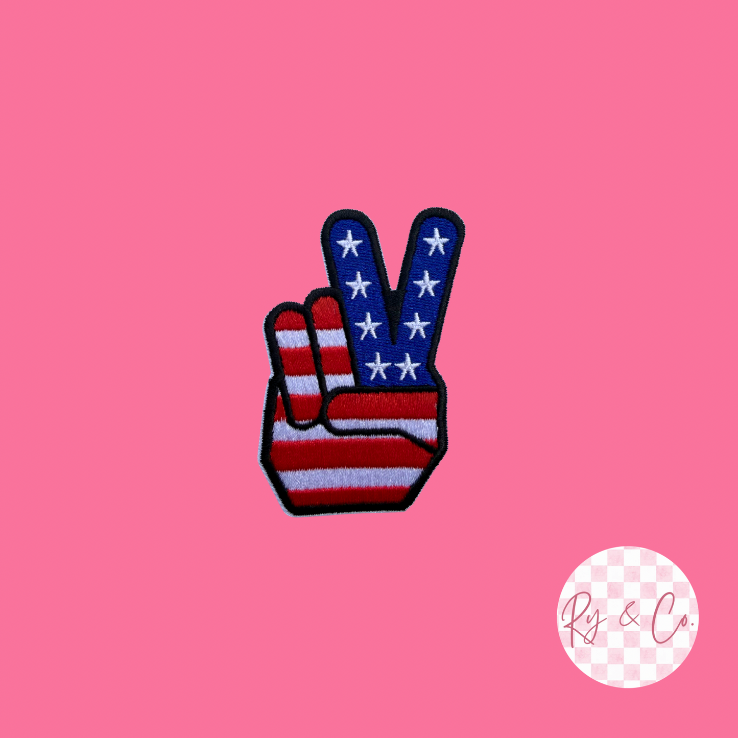 Flag Peace Hand -Embroidered Hat Patch