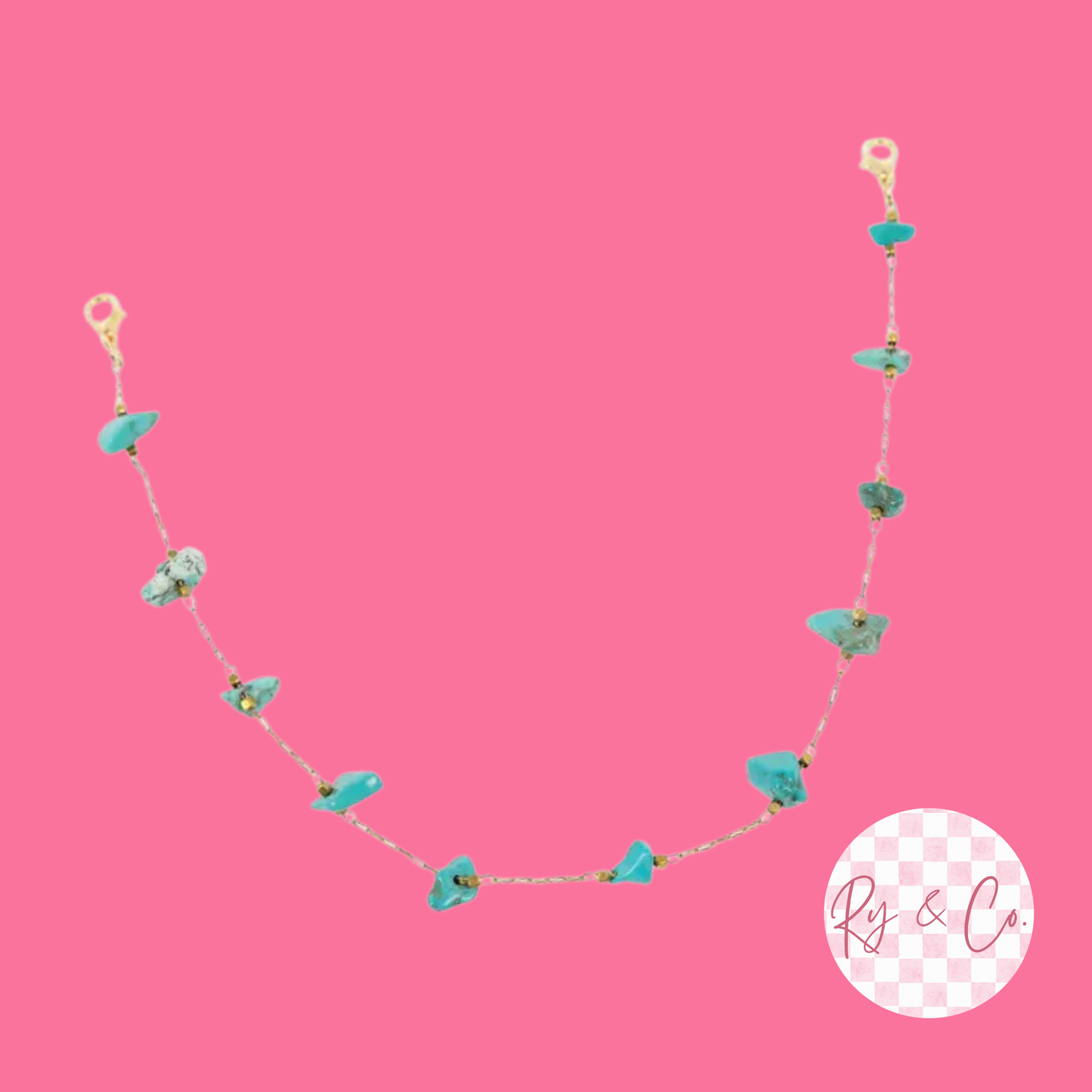 Turquoise Gold Hat Chain