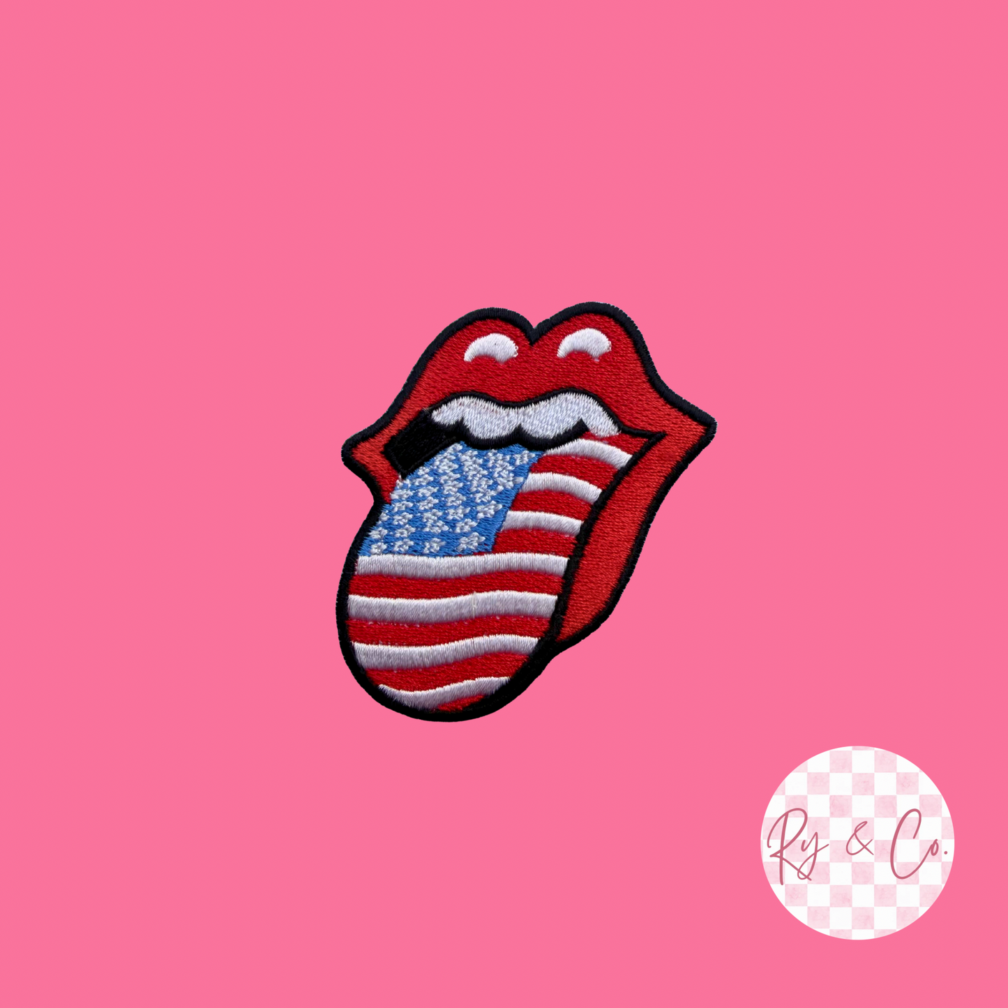 Flag Tongue -Embroidered Hat Patch
