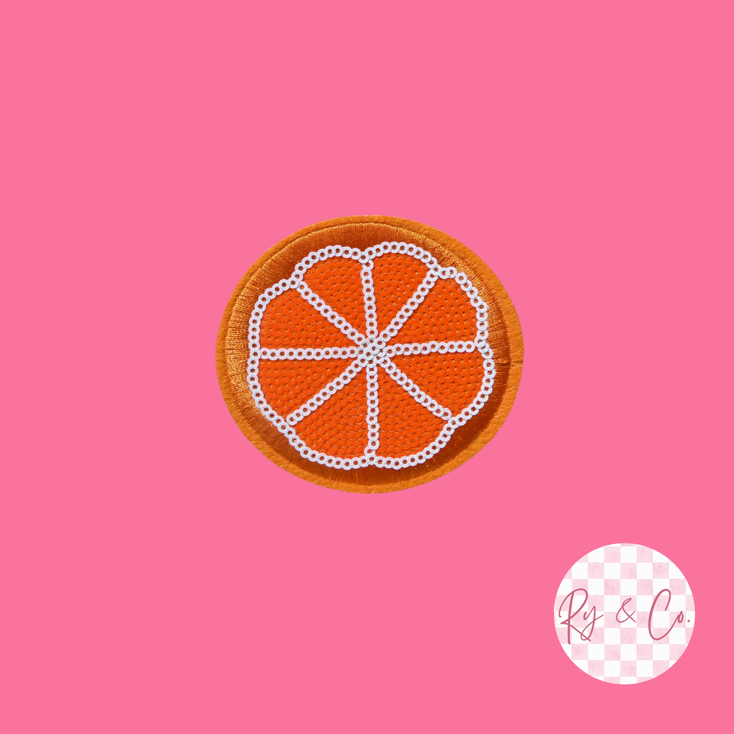 Sequin Orange -Embroidered Hat Patch