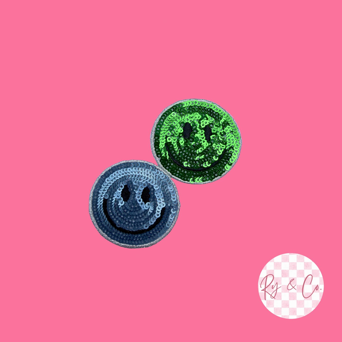 Sequin Smiley -Embroidered Hat Patch