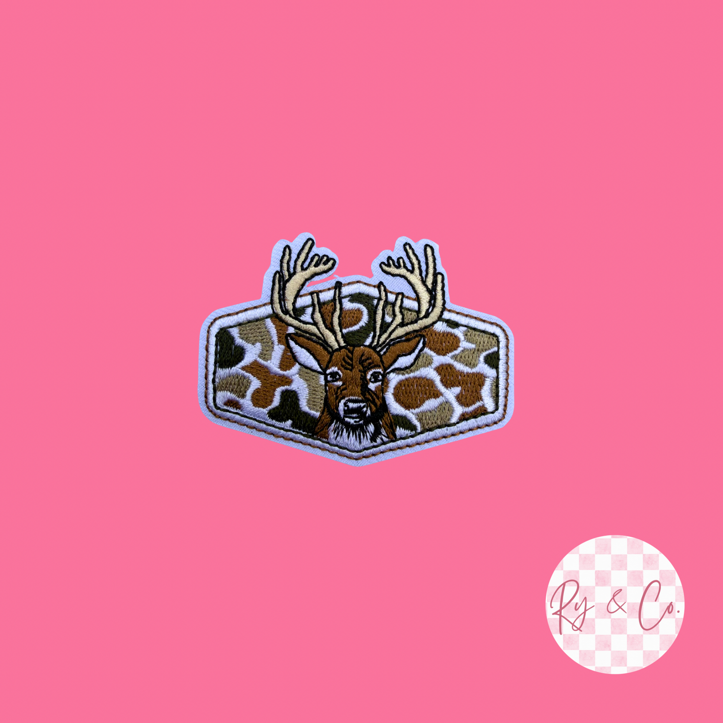 Camo Buck-Embroidered Hat Patch