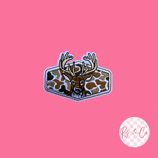 Camo Buck-Embroidered Hat Patch