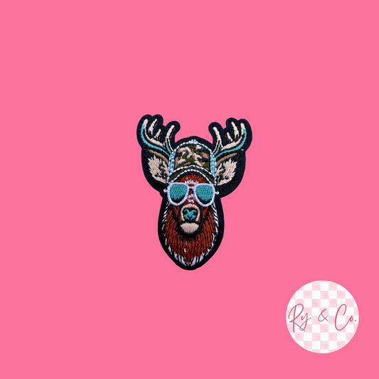 Buck with glasses -Embroidered Hat Patch