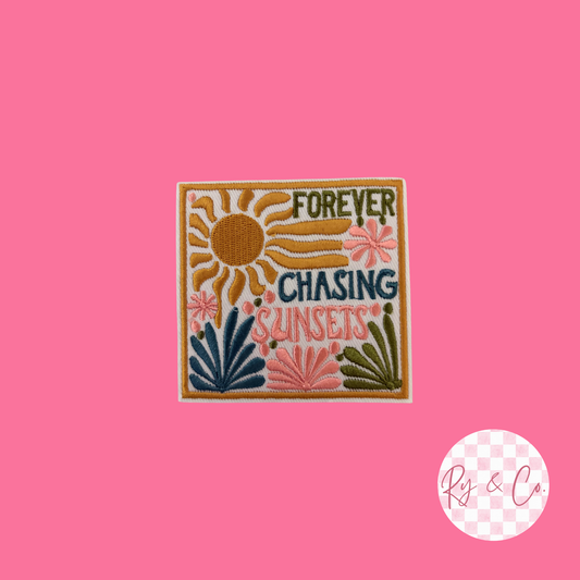 Forever Chasing Sunsets -Embroidered Hat Patch