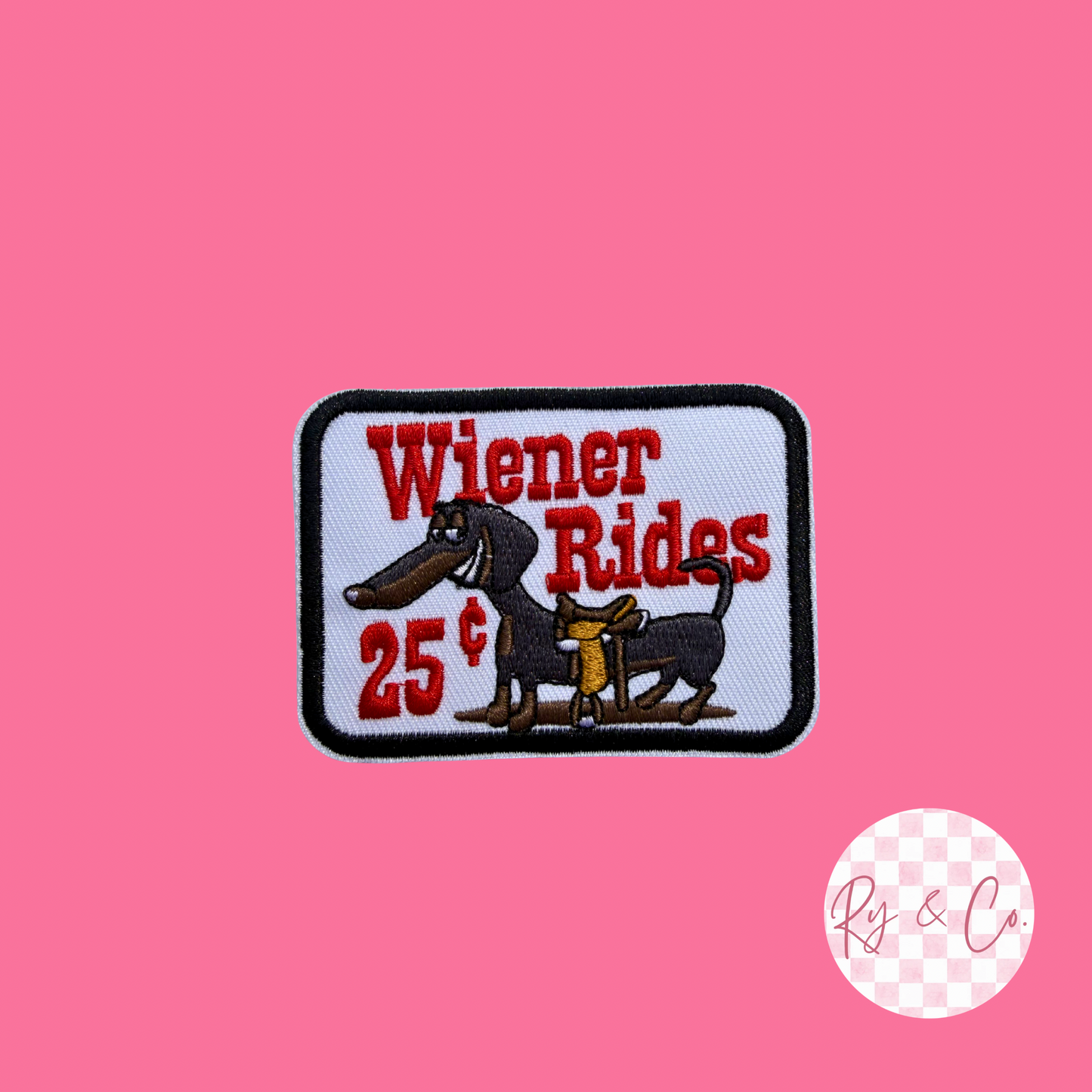 Weiner Rides-Embroidered Hat Patch